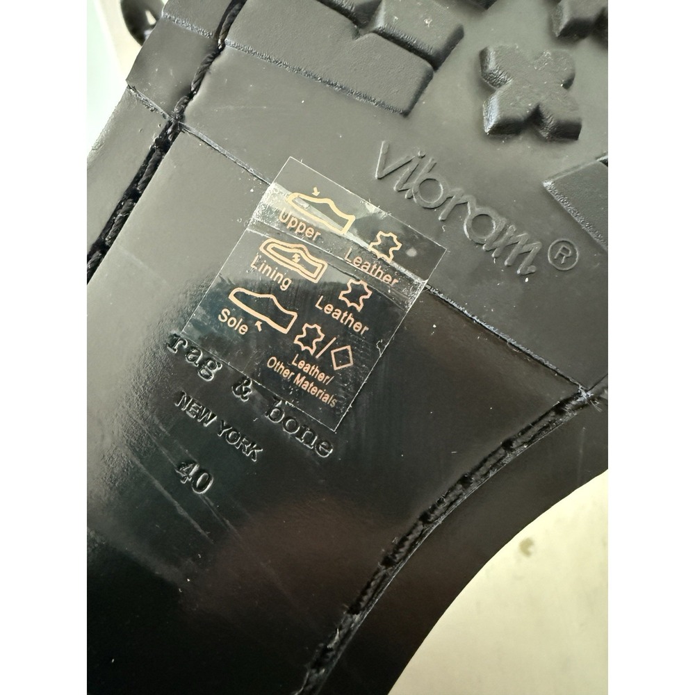 RAG & BONE Womens Cannon Combat Zipper Boots Black Leather Size 40 (9.5) $595 - Picture 7 of 10